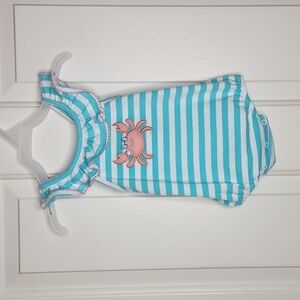 CLASSIC Whimsy Blue White Crab Romper Size 6M